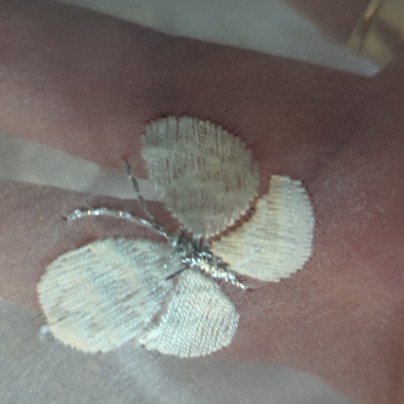 Sheer White Delicate Topper/Blazer Embroidered Butterfly Details Fairycore Sz 6 - Picture 10 of 12